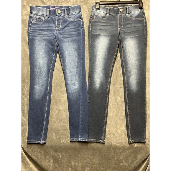 Tommy Bahama Skinny Jeans Girls Sz 12 Jeggins 2 Pairs - Med Wash/Dark Wash - Picture 1 of 14